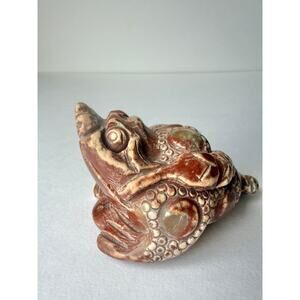 Carved Stone Money Frog Jin Chan Three Legged Toad Feng Shui Luck Wealth Brown